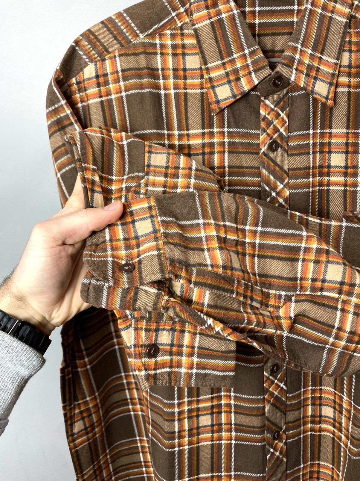 Other Vintage Brown Flannel Shirt Checkered Travis Scott Style Size US XL / EU 56 / 4 - 6 Thumbnail