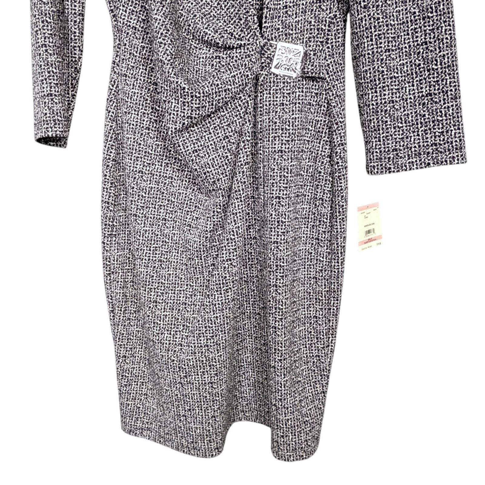 Anne Klein Anne Klein Black White Wrap Sleeve Dress Belt Size 10 NWT Size L / US 10 / IT 46 - 5 Thumbnail