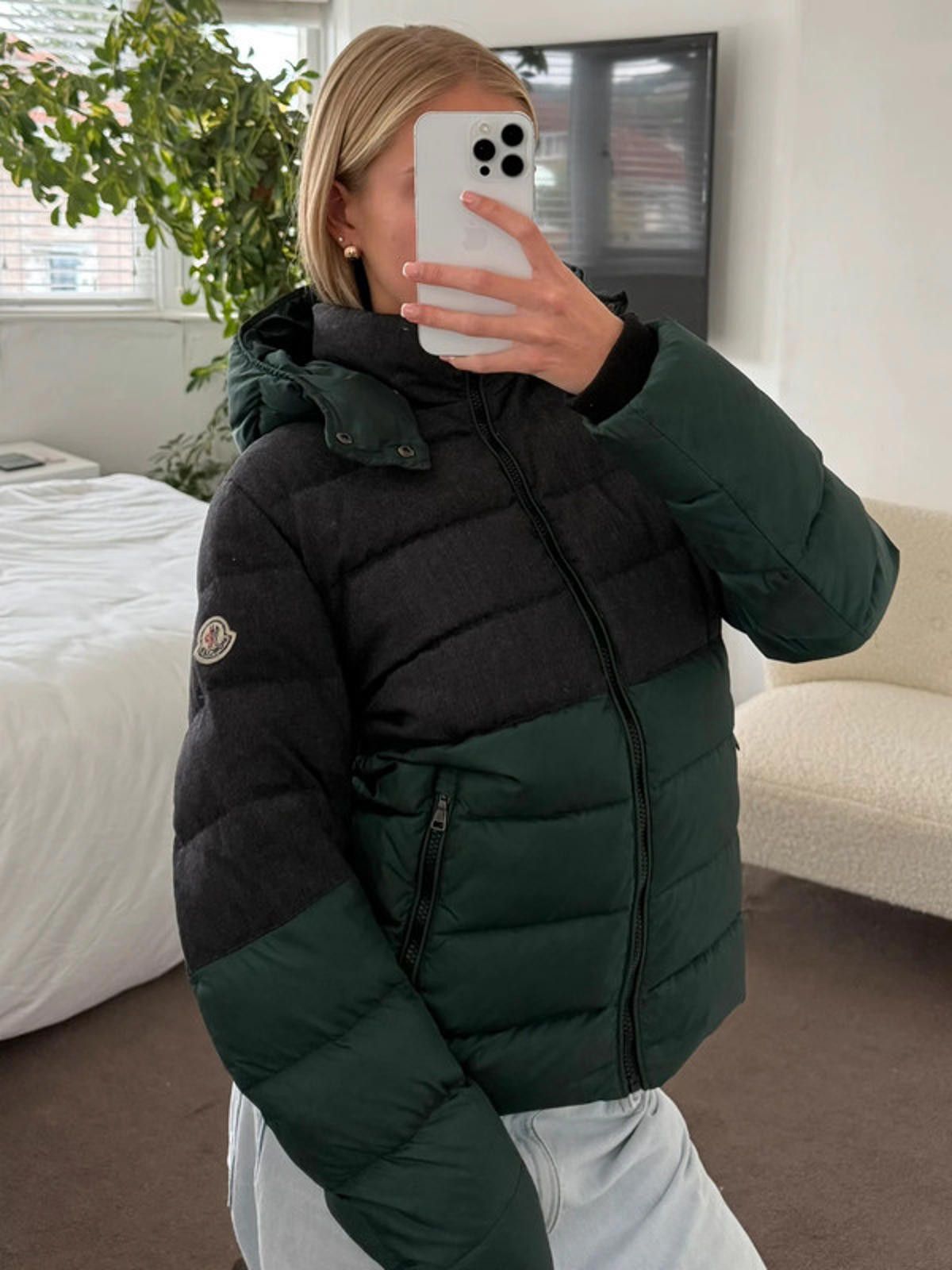 Moncler Moncler Charcoal & Deep Green Down Puffer Jacket Size L / US 10 / IT 46 - 3 Thumbnail