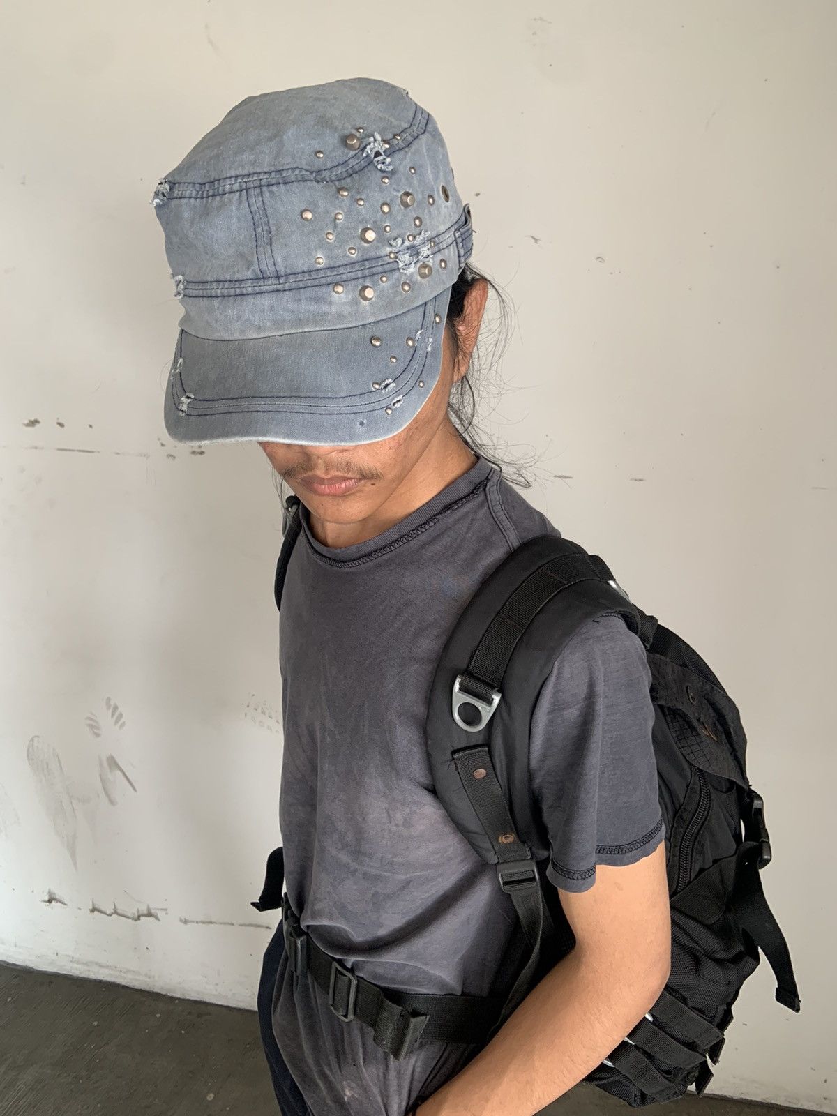 If Six Was Nine × Japanese Brand × Le Grande Bleu (L.G.B.) Vintage Comando Cadet Hats Distressed Faded Black Size ONE SIZE - 5 Thumbnail