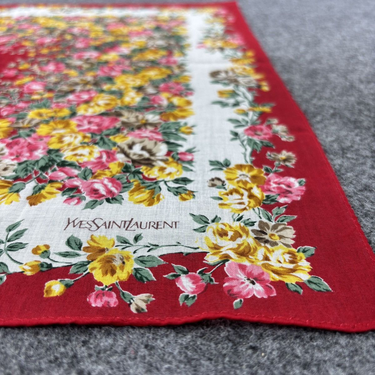 Vintage YSL Floral Handkerchief # E056 # Bandana # Neckerchief Size ONE SIZE - 5 Thumbnail