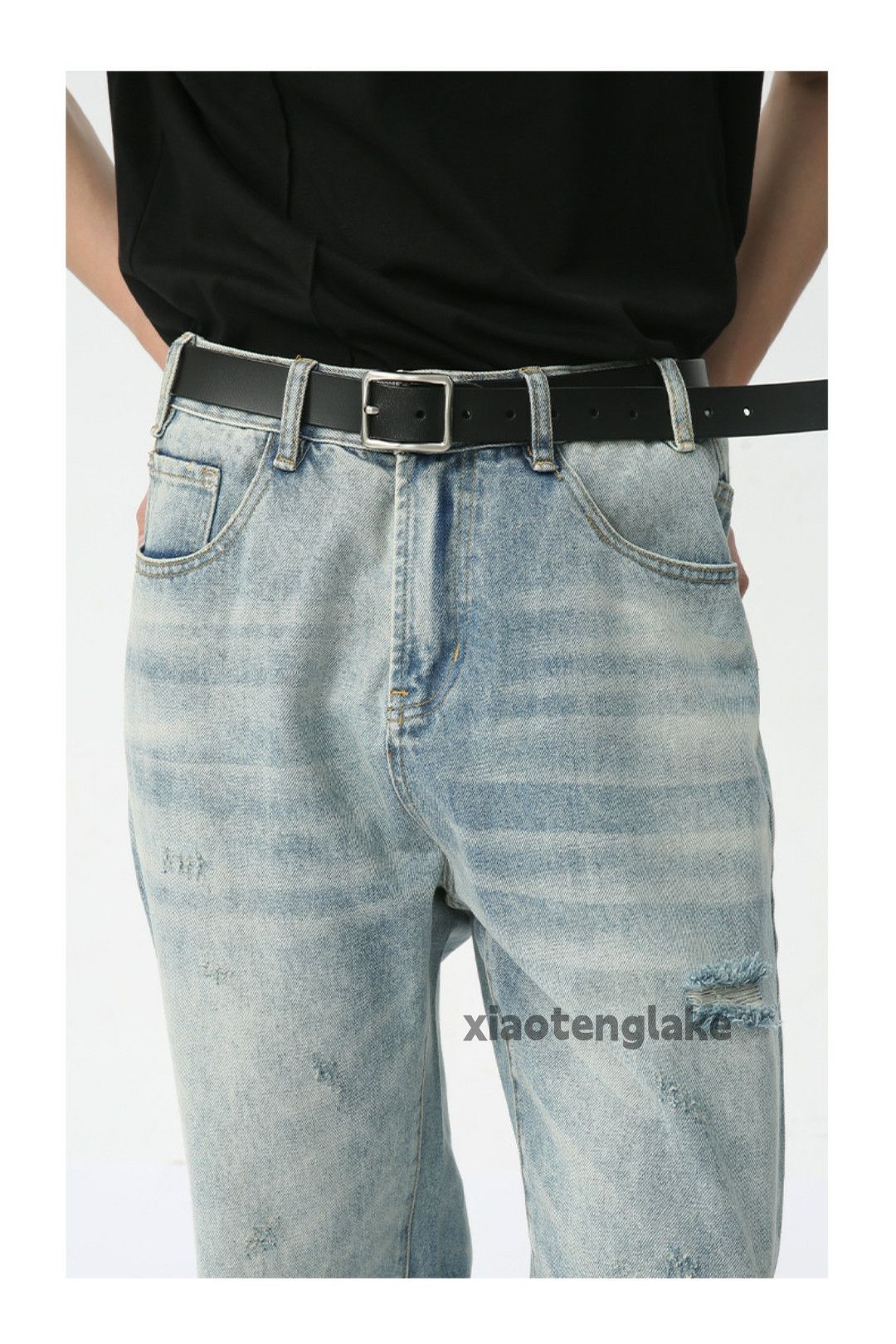 Jean × Vintage washed faded skate hiphop damaged ripped jeans Size US 33 - 6 Thumbnail