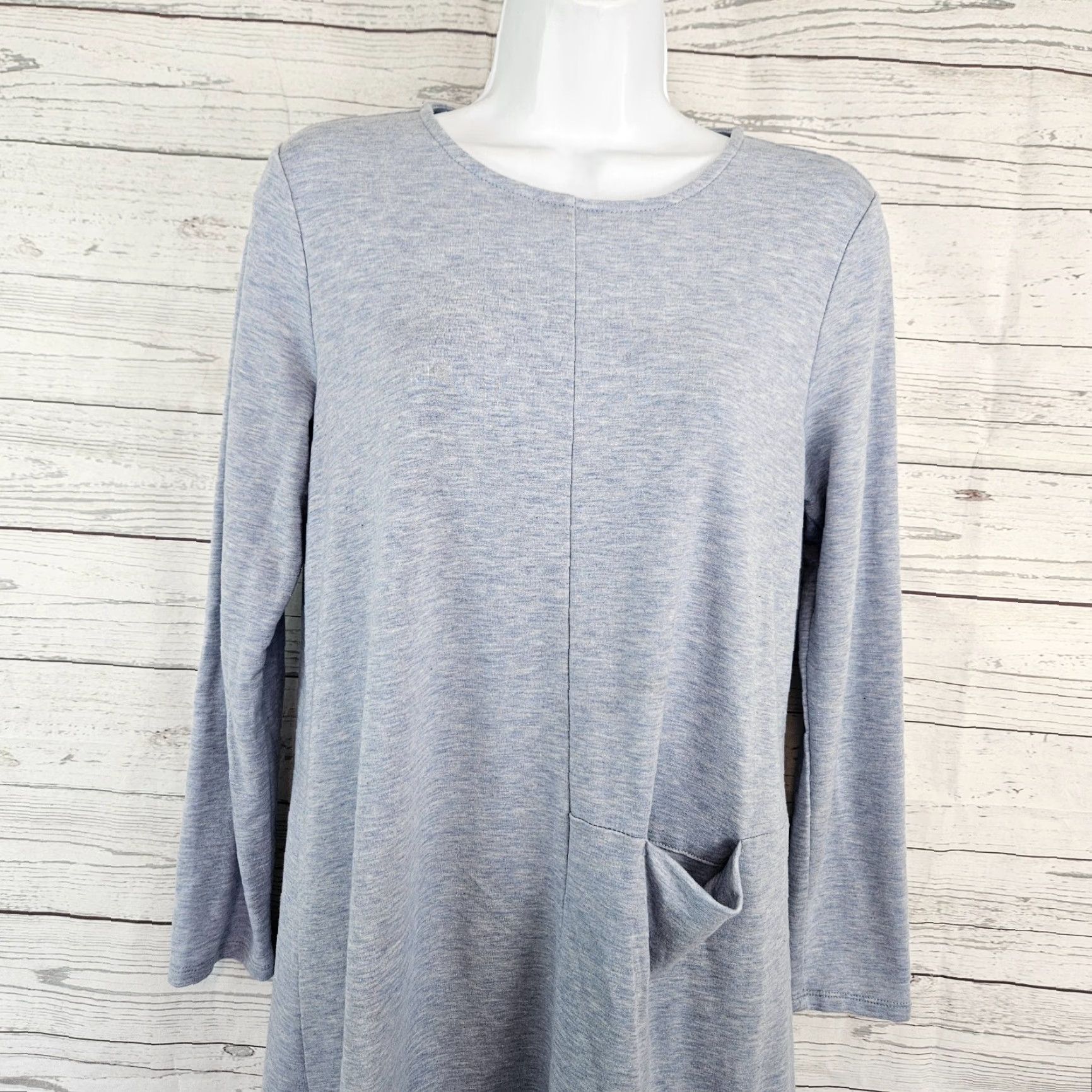 J. Jill Pure Jill Womens Tunic Blouse PS Small Petite Long Sleeve Blue Pockets Pocket Size S / US 4 / IT 40 - 2 Thumbnail