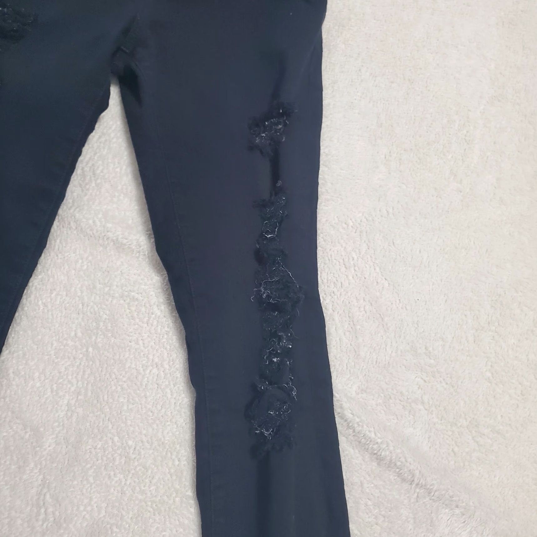 Frame FRAME Le High Skinny Jeans Women 26 Black Distressed Stretch Denim Grunge 90s Vintage USA Size 26" / US 2 / IT 38 - 7 Thumbnail