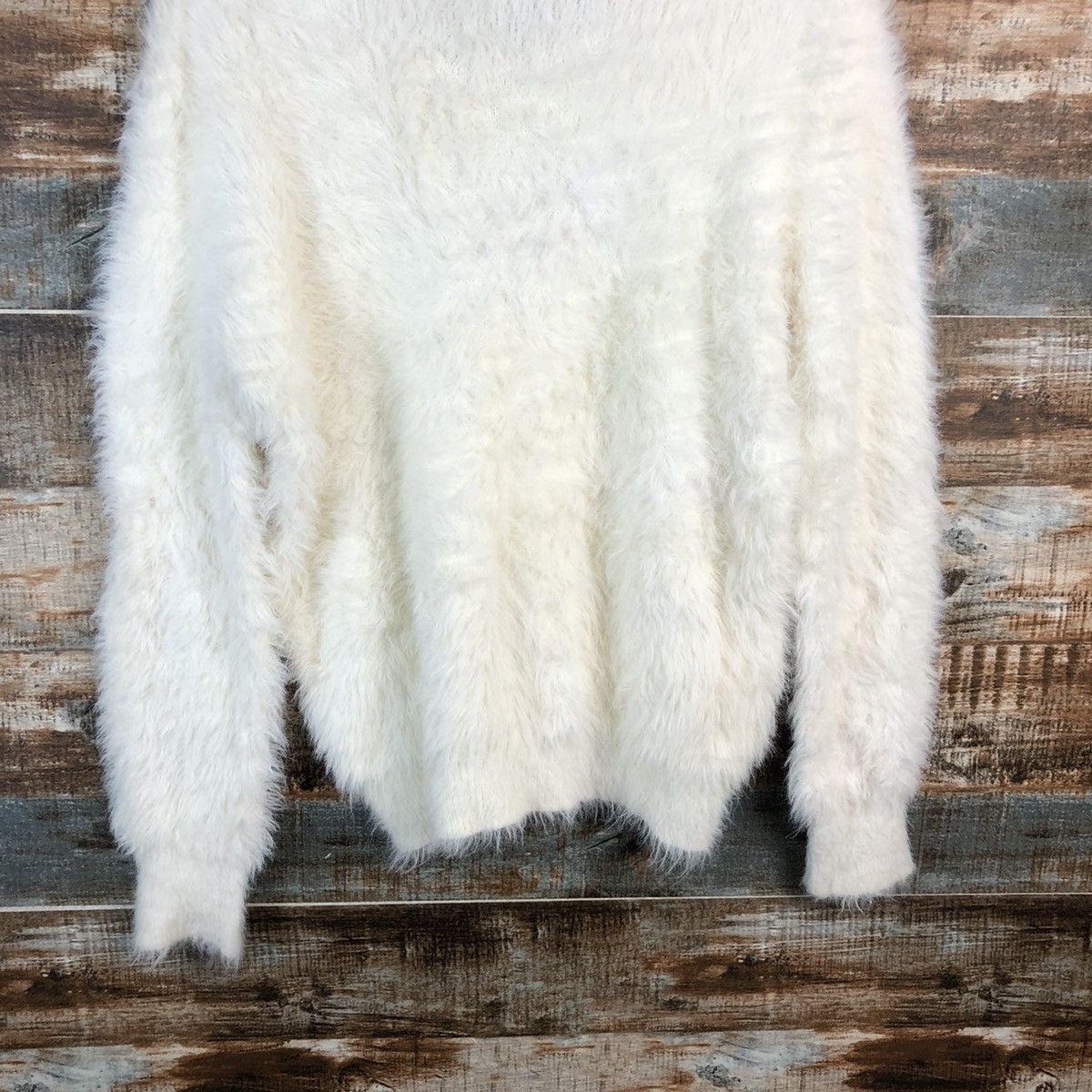 Homespun Knitwear DLL Dreskip White shaggy fur Mohair Knitwear #C231 Size US L / EU 52-54 / 3 - 14 Thumbnail