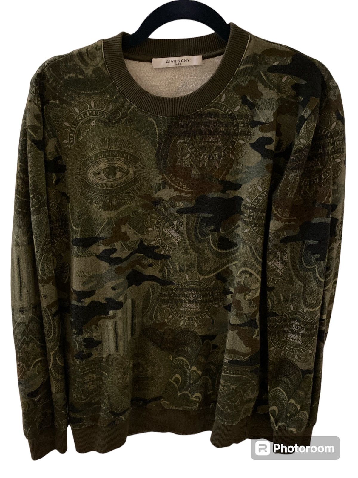 image of Givenchy Men’S Camo & Cash Sweatshirt in Green, Men's (Size Small)