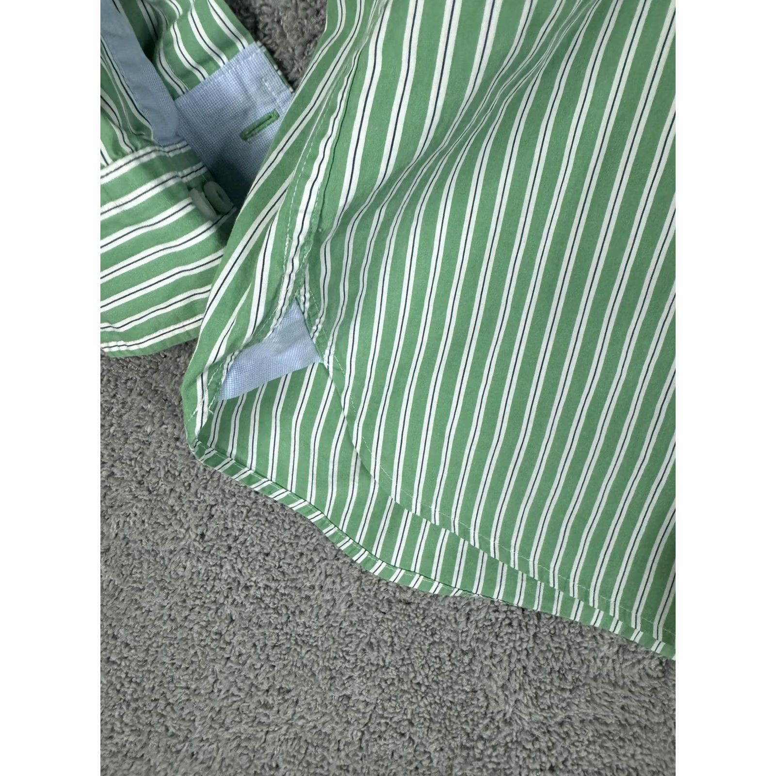 Brooks Brothers Brooks Brothers Shirt Mens Large Green White Stripe Button Front Casual Cotton Size US L / EU 52-54 / 3 - 4 Thumbnail