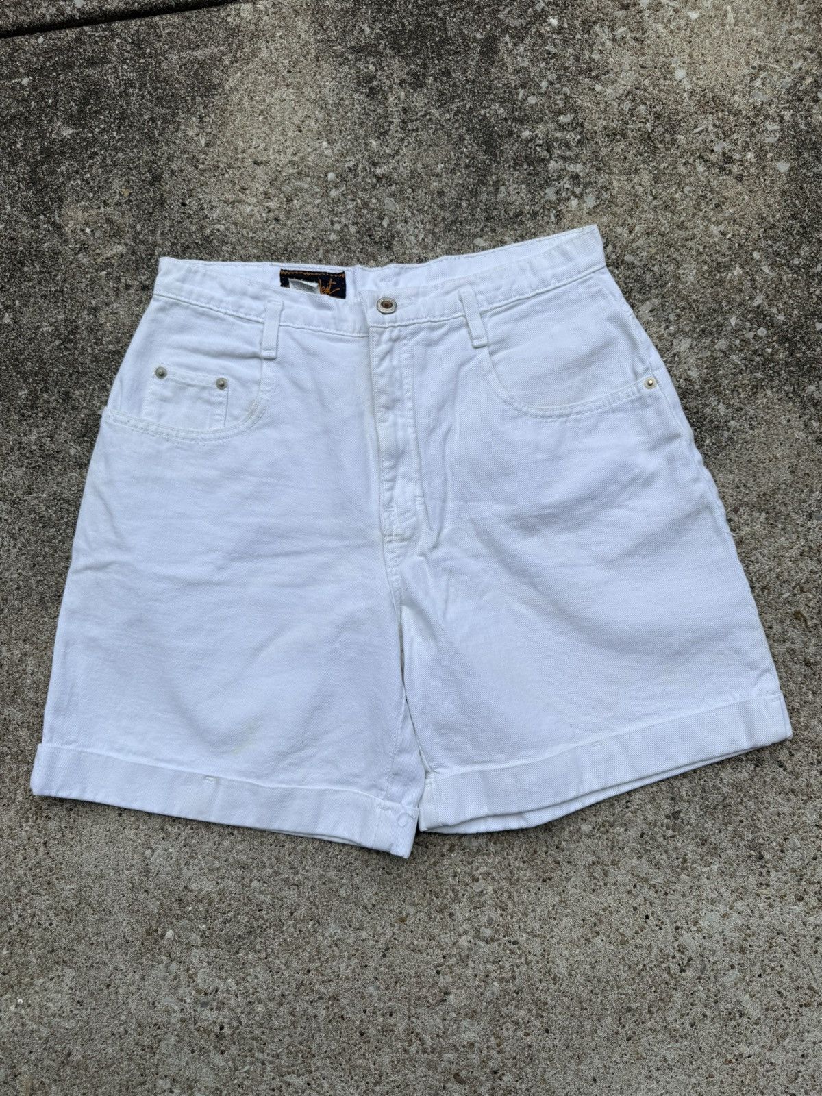 Vintage Vtg Action West High Waist White Denim Shorts Size 32" / US 10 / IT 46 - 1 Thumbnail