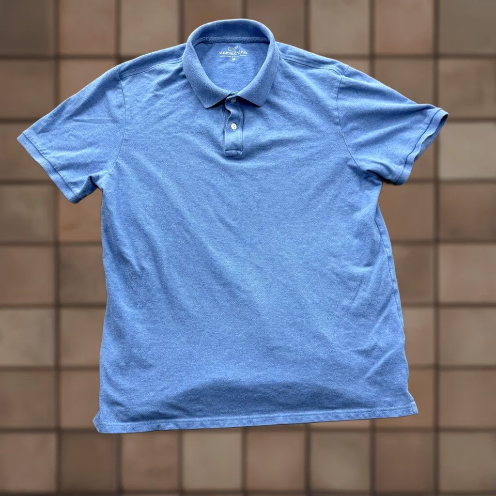 Vineyard Vines Vineyard Vines Polo Shirt Mens M Blue Solid Stretch Cotton Spandex Casual Shirt Size US M / EU 48-50 / 2 - 1 Thumbnail