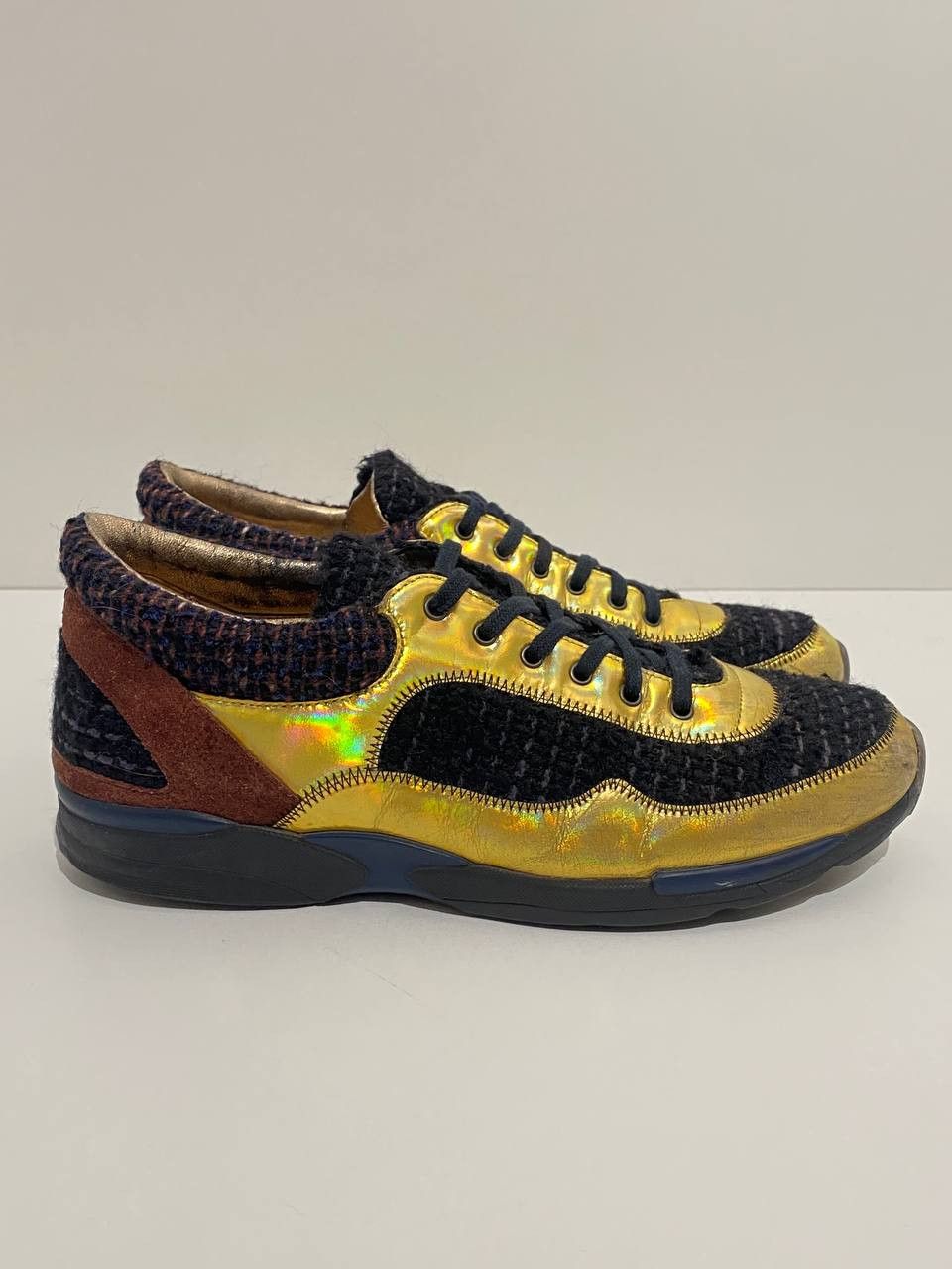 Chanel Chanel CC Logo Tweed Logo Shoes Low Top Sneakers Size US 4 / IT 34 - 4 Thumbnail