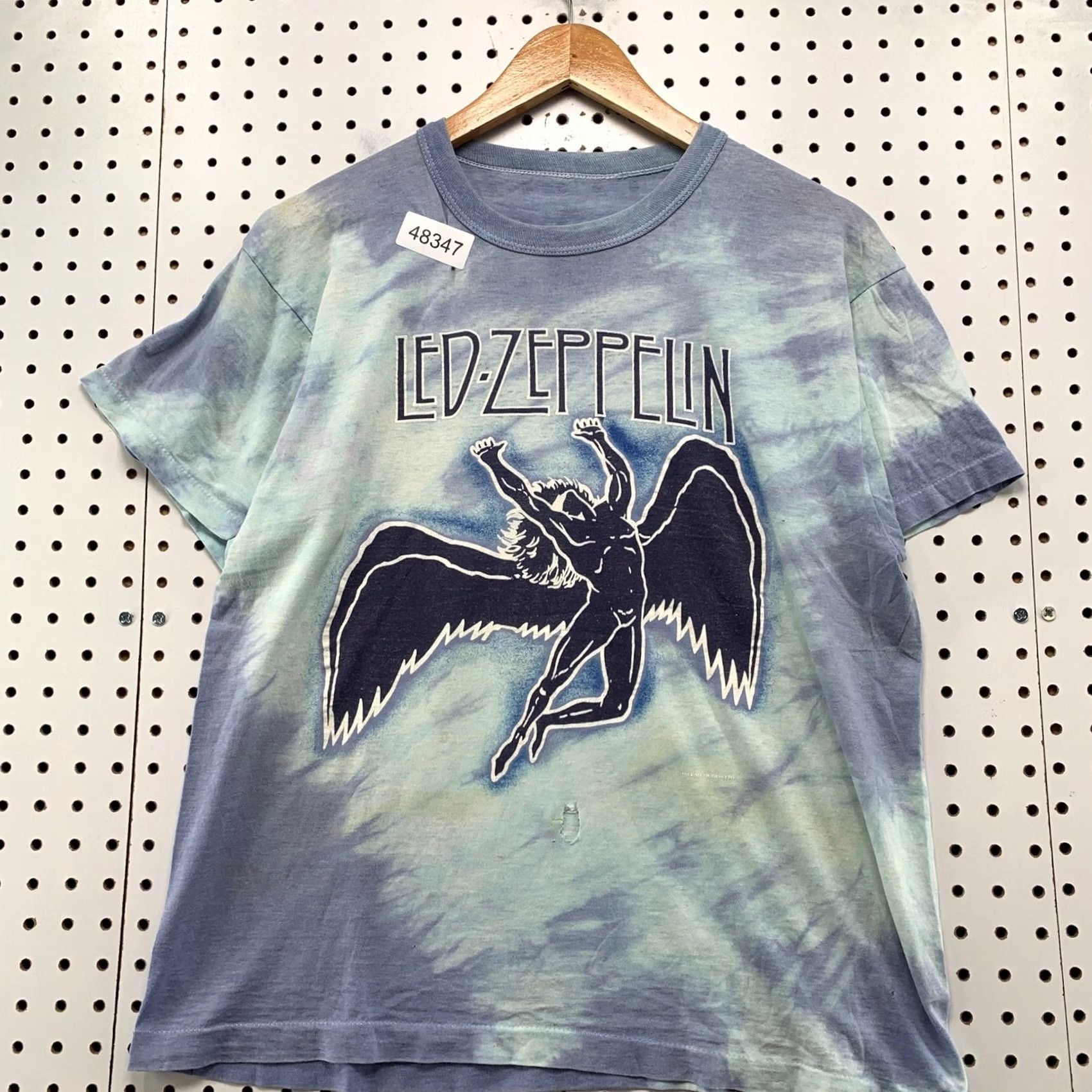 Vintage VINTAGE Led Zeppelin Graphic T Shirt Mens XL Blue Tie Dye Icarus Swan Song Rock Size US XL / EU 56 / 4 - 2 Thumbnail