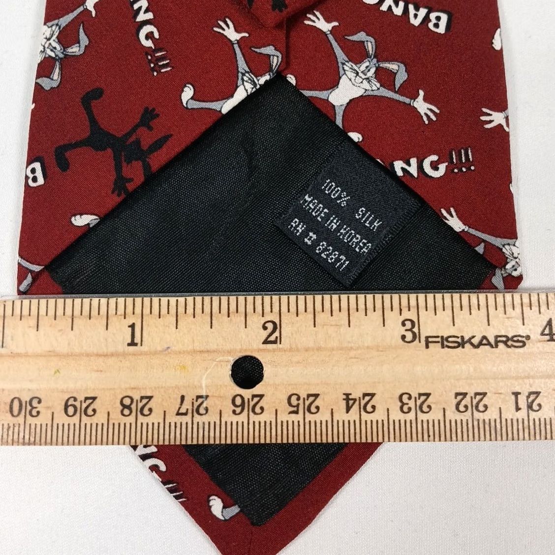Vintage VINTAGE Warner Bros. Men Necktie Silk 3.75" Burgundy Buggs Bunny Looney Tunes 57" Men Size ONE SIZE - 7 Thumbnail