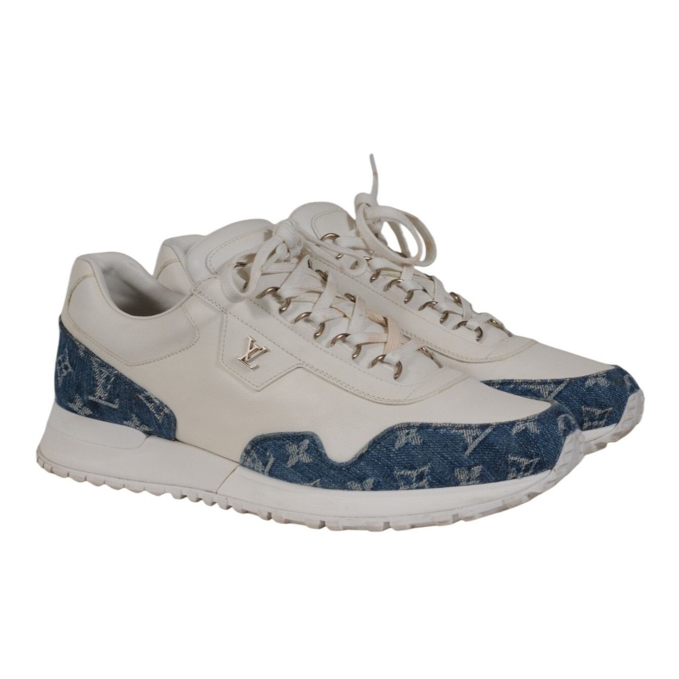 Louis Vuitton Run Away Sneakers Blue White Monogram Denim Leather Size US 8.5 / EU 41-42 - 15 Thumbnail