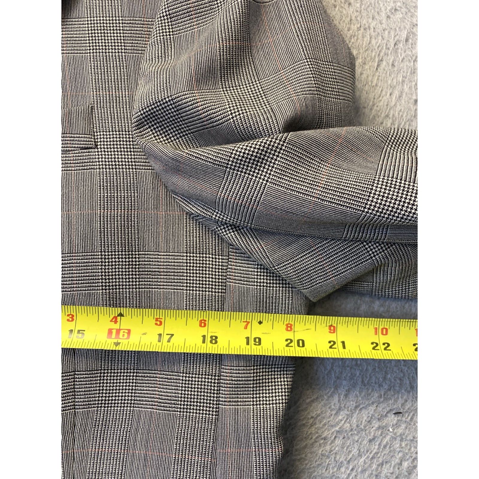 Lands' End Lands' End Glenn Plaid Mens 39R Suit Blazer Sport Jacket Gray Wool 3-Button Sleeve Notch Lapel Vintage Regular Mens Jacket/Coat Size 40R - 4 Thumbnail