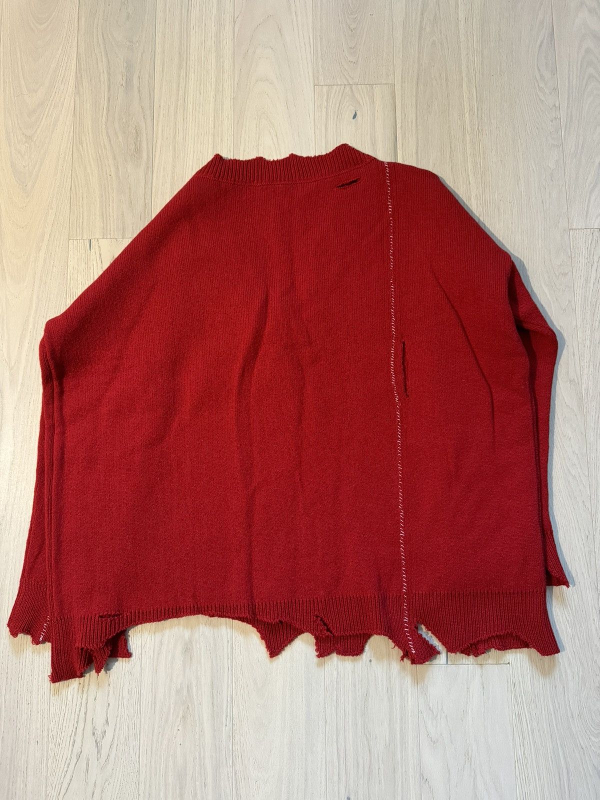 Raf Simons Raf Simons Redux Oversized Destroyed V-Neck Sweater Size US XXL / EU 58 / 5 - 3 Thumbnail