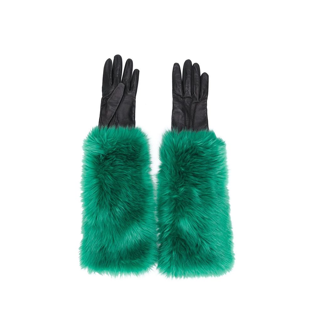 image of Prada Faux Fur Lined Gloves in Black, Women's