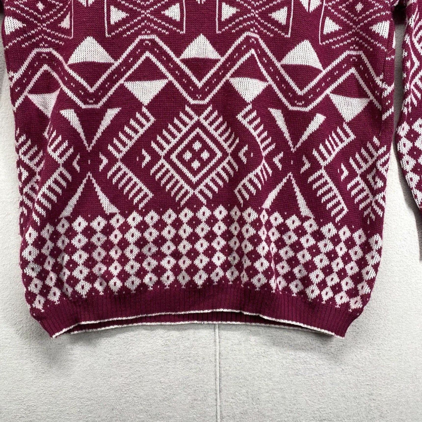 Gloverall VINTAGE 1980s Wool Acrylic Bird Print Sweater Women's S/M Collared Art Deco Purple White Size S / US 4 / IT 40 - 4 Thumbnail