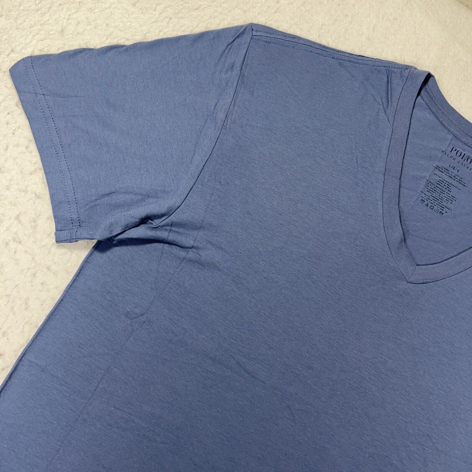Polo Ralph Lauren Polo Ralph Lauren Large V-Neck Blue T Shirt Navy Pony Logo Size US L / EU 52-54 / 3 - 4 Thumbnail