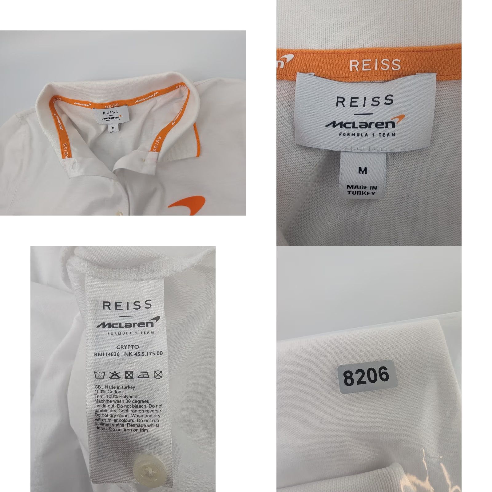 Reiss Reiss Polo Shirt McLaren Womans Medium White F1 Racing Team 100% Cotton Polyester Casual Activewear Womens Size M / US 6-8 / IT 42-44 - 8 Thumbnail
