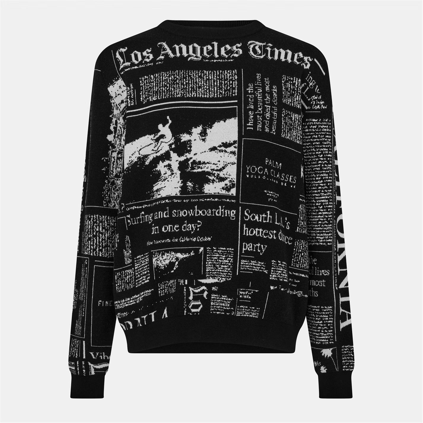 Palm Angels o1g2r1mq0426 Times News Sweater in Black Size US XL / EU 56 / 4 - 1 Thumbnail