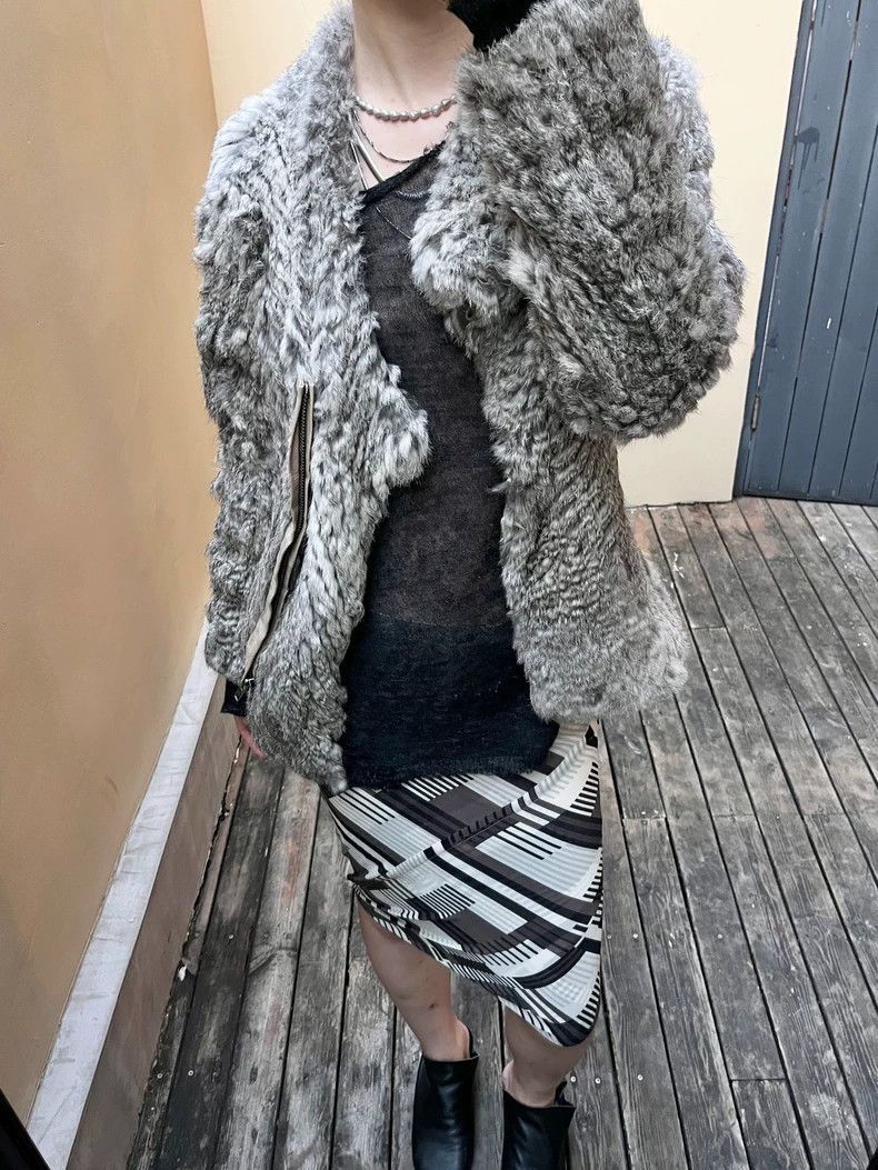 Helmut Lang HELMUT LANG Silver grey rabbit fur overcoat Size M / US 6-8 / IT 42-44 - 1 Thumbnail