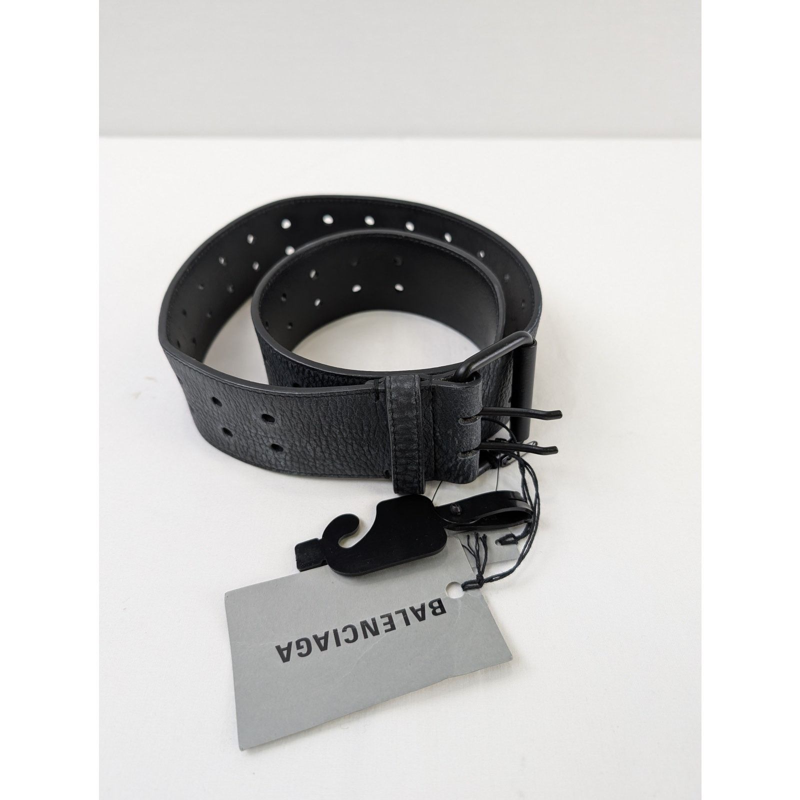 Balenciaga o1rshd1 Size: 75cm / Vegetal Calf Belt in Black Size 30 - 13 Thumbnail
