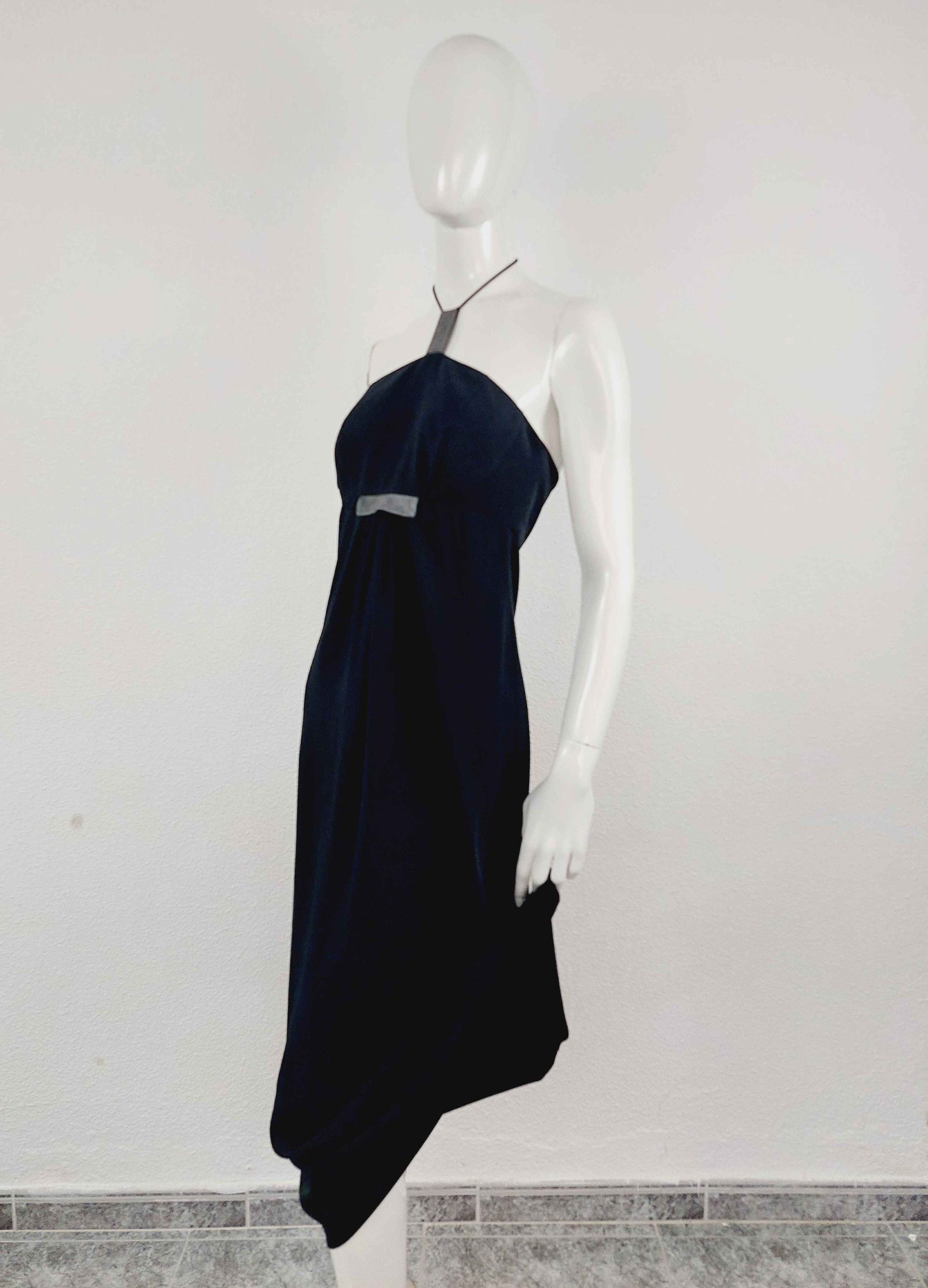 Thierry Mugler Thierry Mugler Black Split Neck Tie Open Maxi Dress Gown Size S / US 4 / IT 40 - 2 Thumbnail