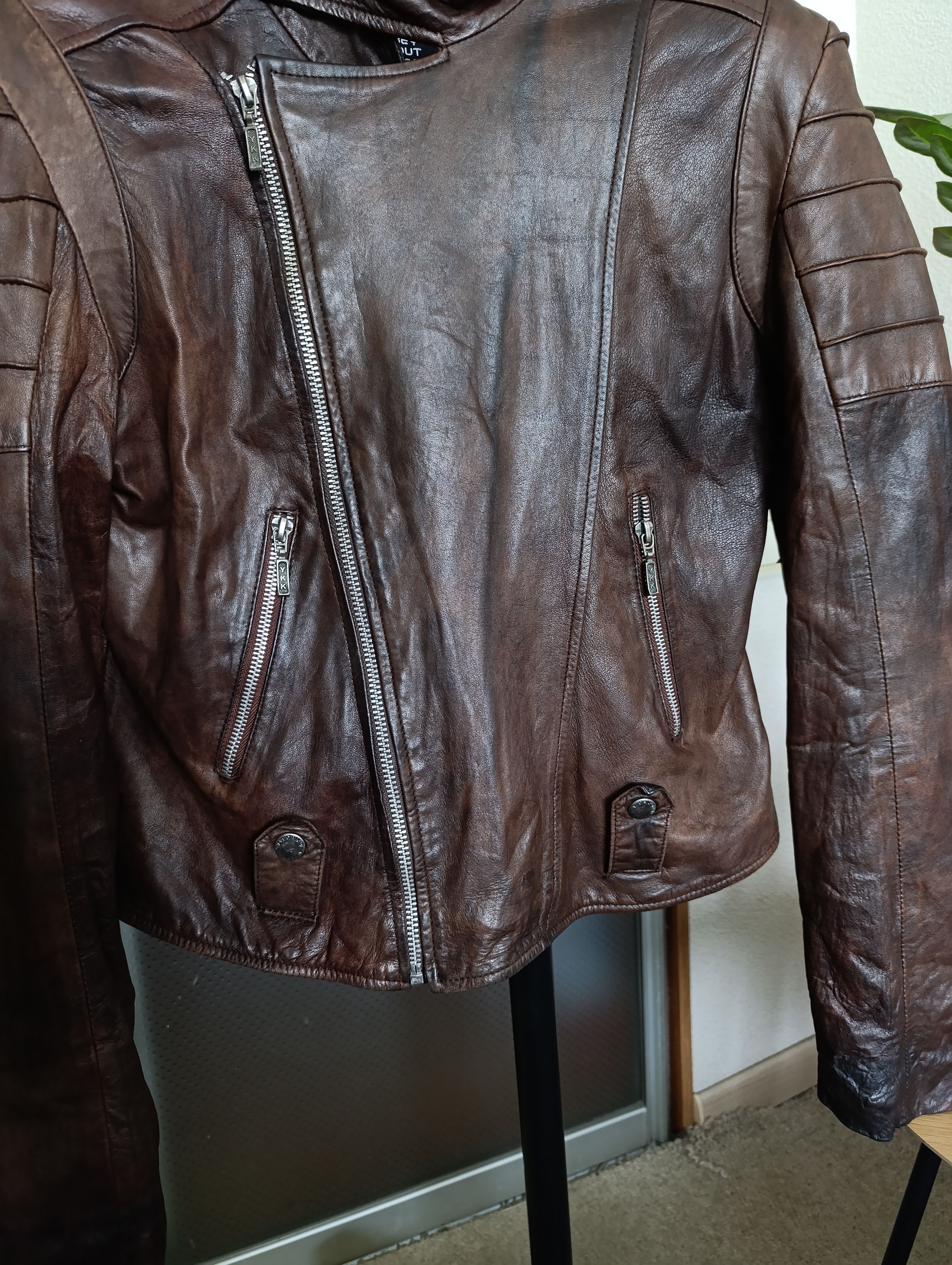 Vintage AVIATRIX WOMEN LEATHER BIKER JACKER Size XXL / US 16-18 / IT 52-54 - 10 Thumbnail