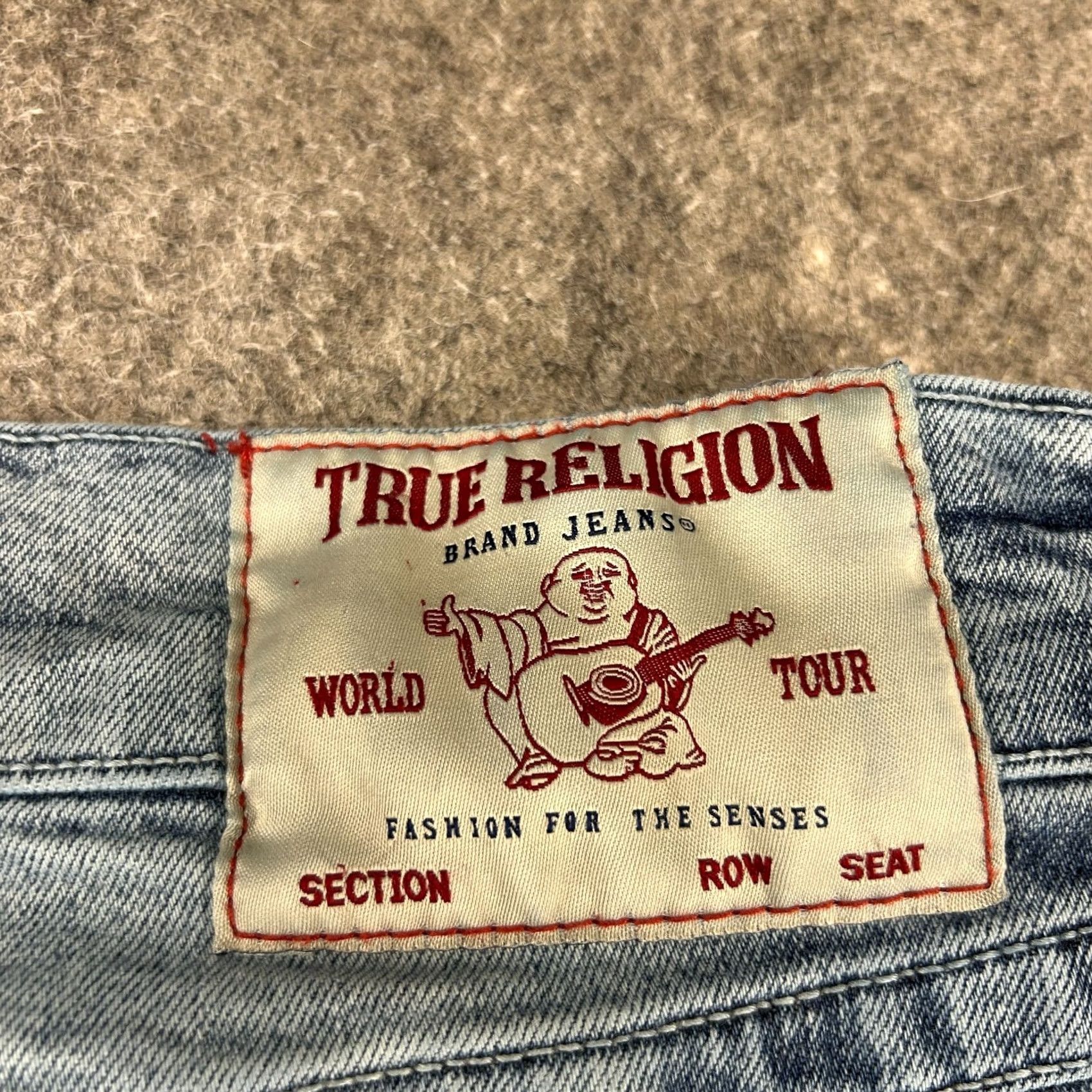 True Religion True Religion Ricky Jeans Mens 34x29 Blue Distressed Relaxed Straight Denim 5-Pocket Design Size US 34 / EU 50 - 3 Thumbnail