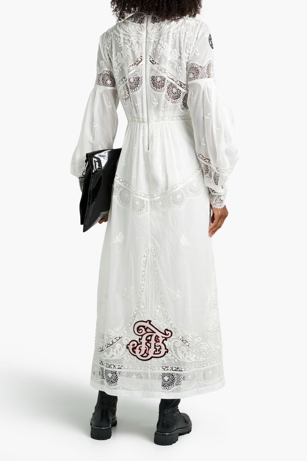 Burberry BURBERRY Appliquéd cutout cotton-voile and crocheted Dress Size S / US 4 / IT 40 - 3 Thumbnail