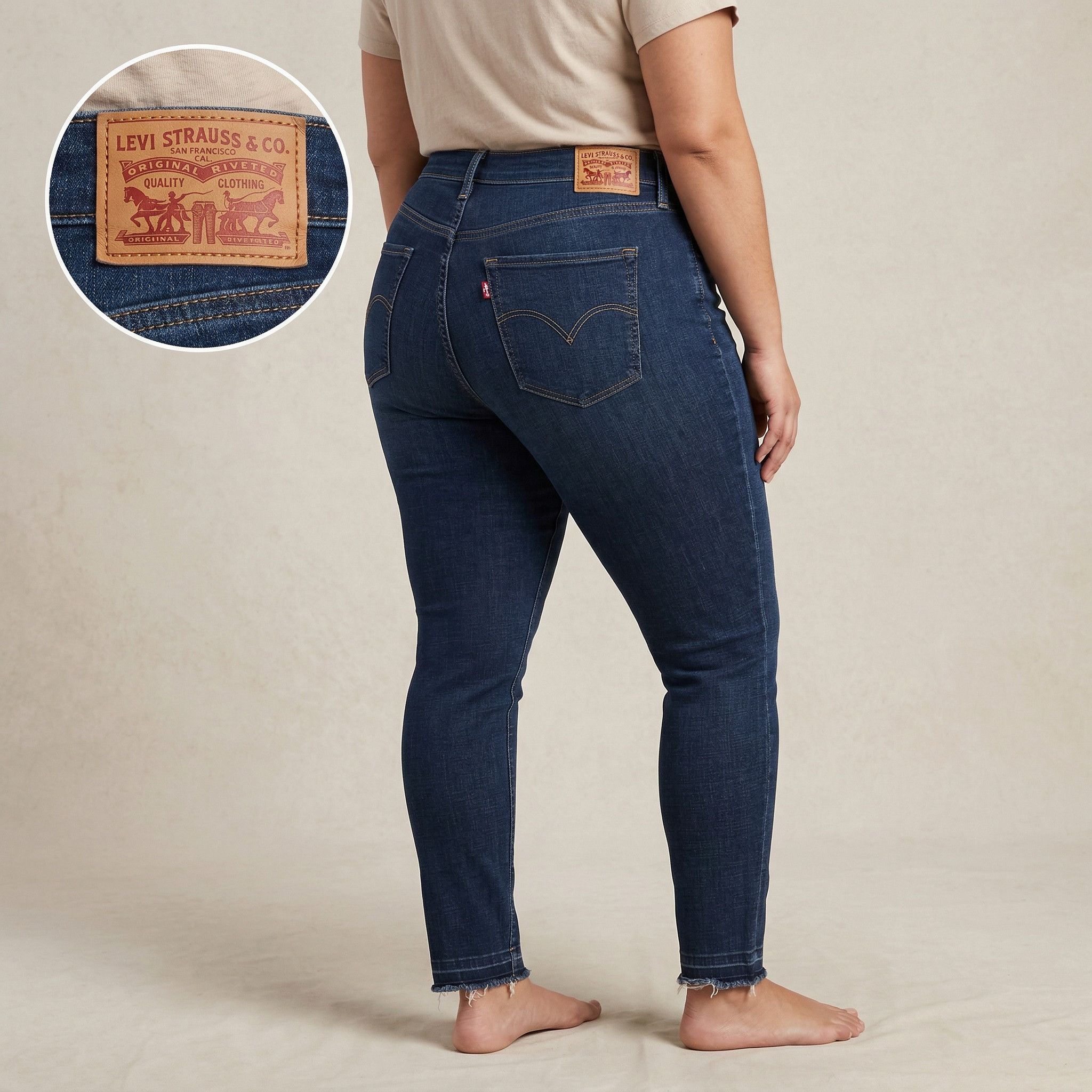 Levi's Levi's 721 High Rise Skinny Jeans Raw Hem Blue 18W Size 40" / US 18 - 1 Thumbnail