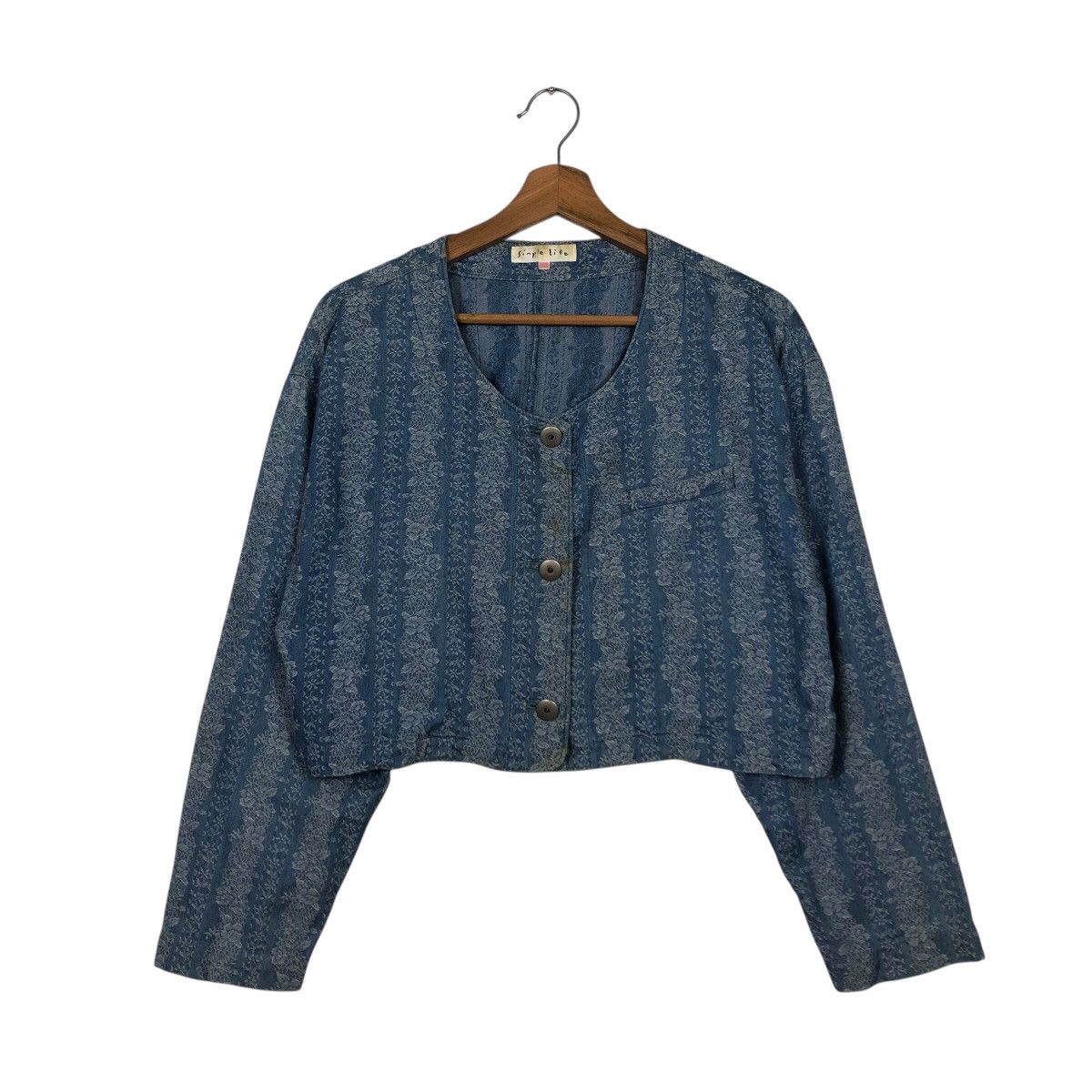 Vintage 📌Rich Blue Vintage Cropped Jacket Simple Life Issey Miyake Size M / US 6-8 / IT 42-44 - 2 Thumbnail