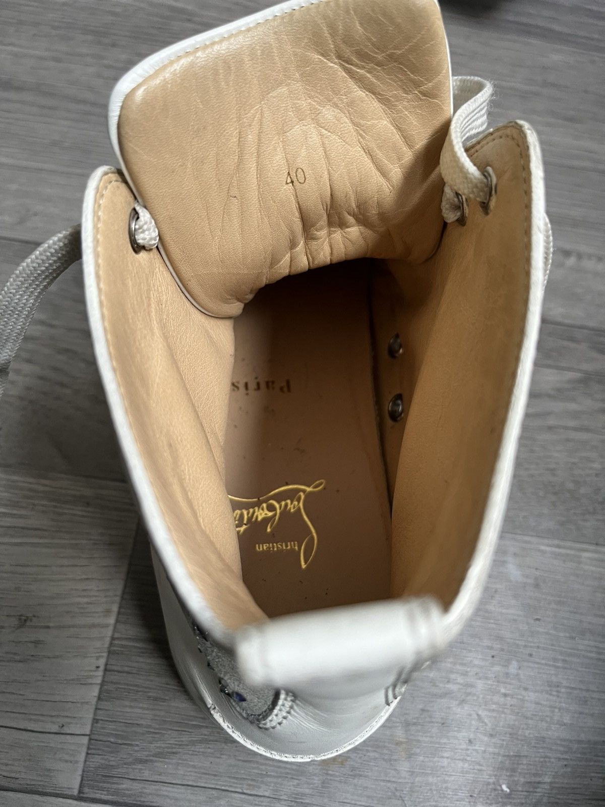 Christian Louboutin Christian loubotin leather crystal emblished hi-top sneaker Size US 7 / EU 40 - 13 Thumbnail
