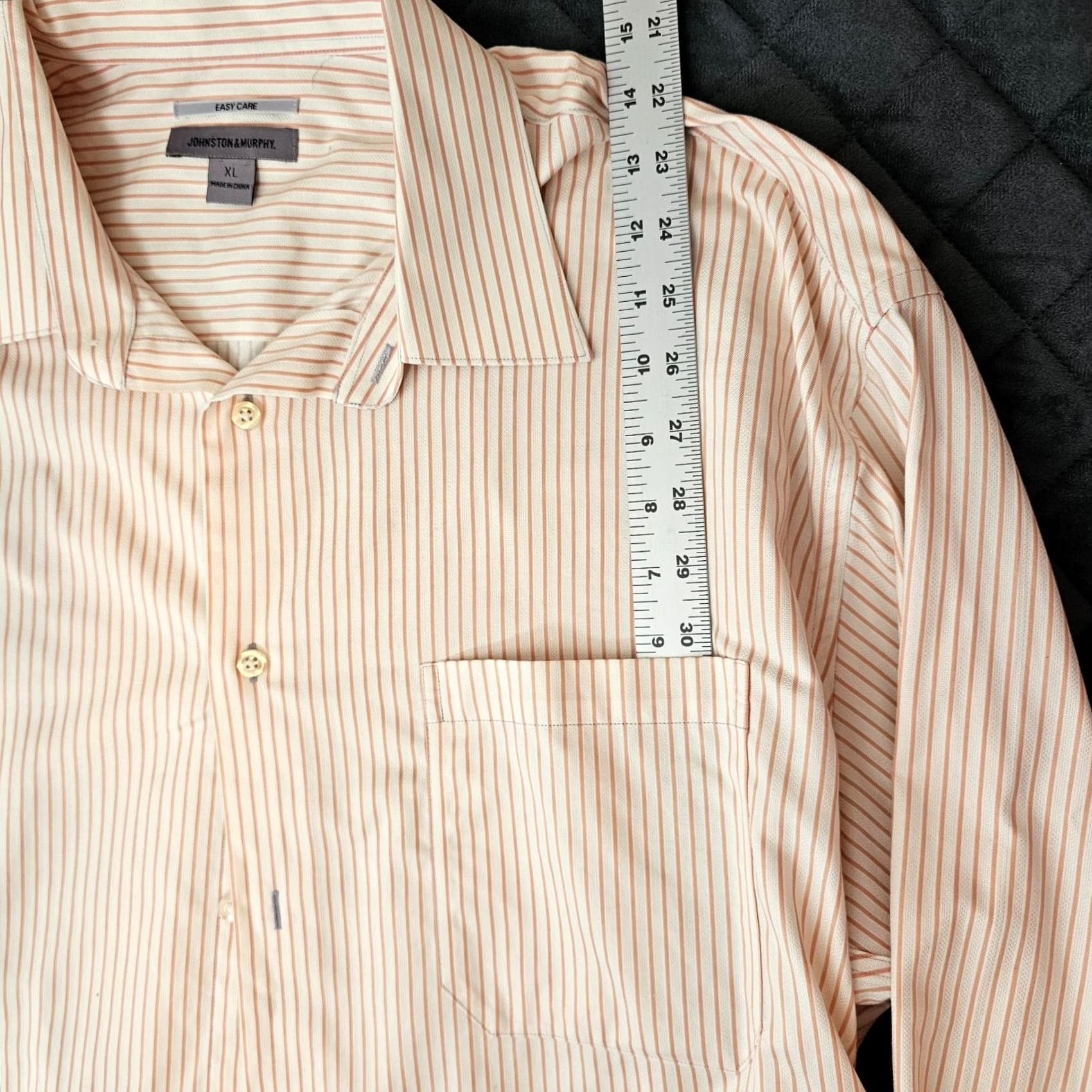 Johnston & Murphy Johnston & Murphy Shirt Long Sleeve White Pink Stripe Classic Collared Button-Up Easy Care XL Mens Regular Size XL Size US XL / EU 56 / 4 - 4 Thumbnail