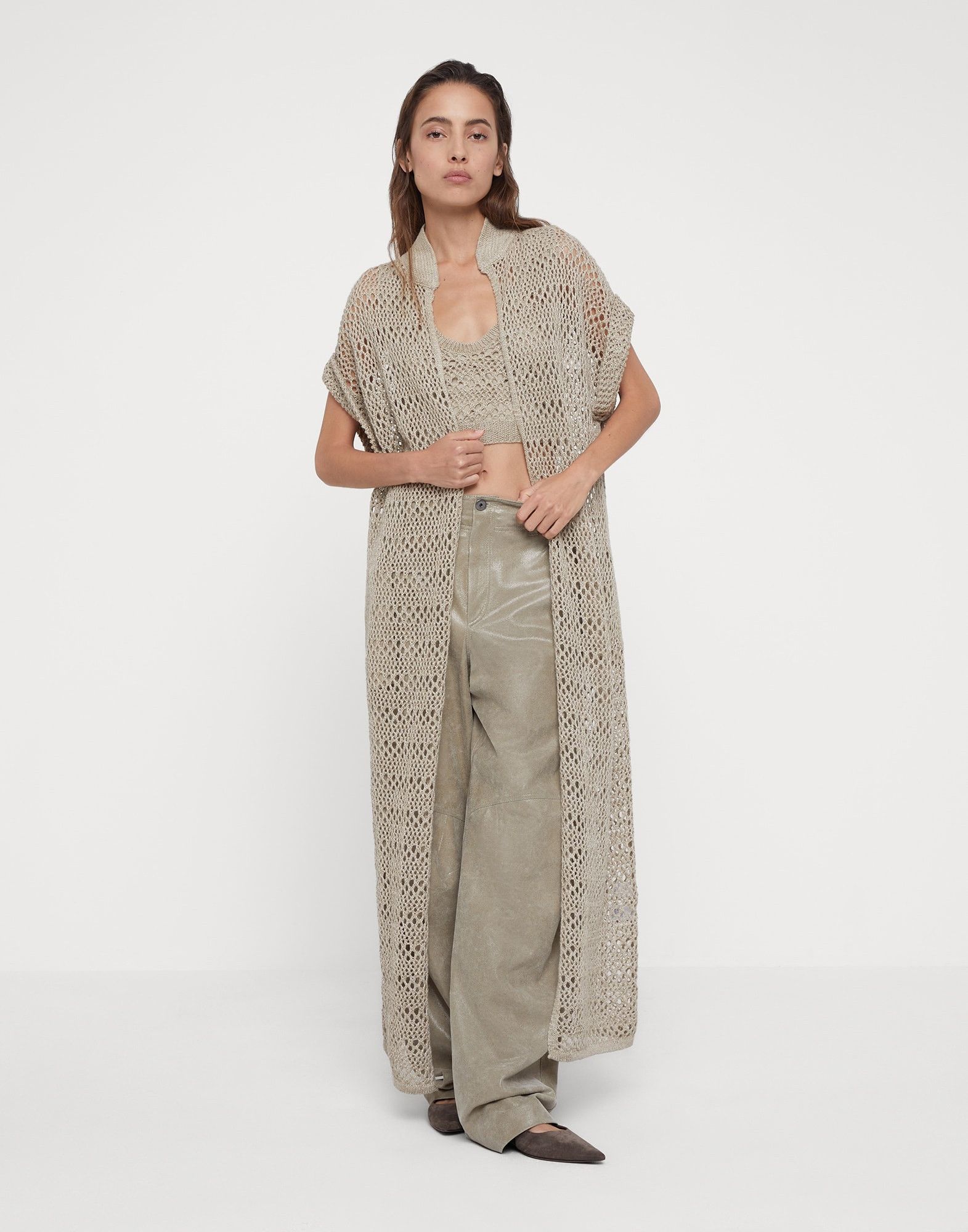 Brunello Cucinelli o1w1db10825 Cardigan in Beige/Khaki Size L / US 10 / IT 46 - 1 Thumbnail