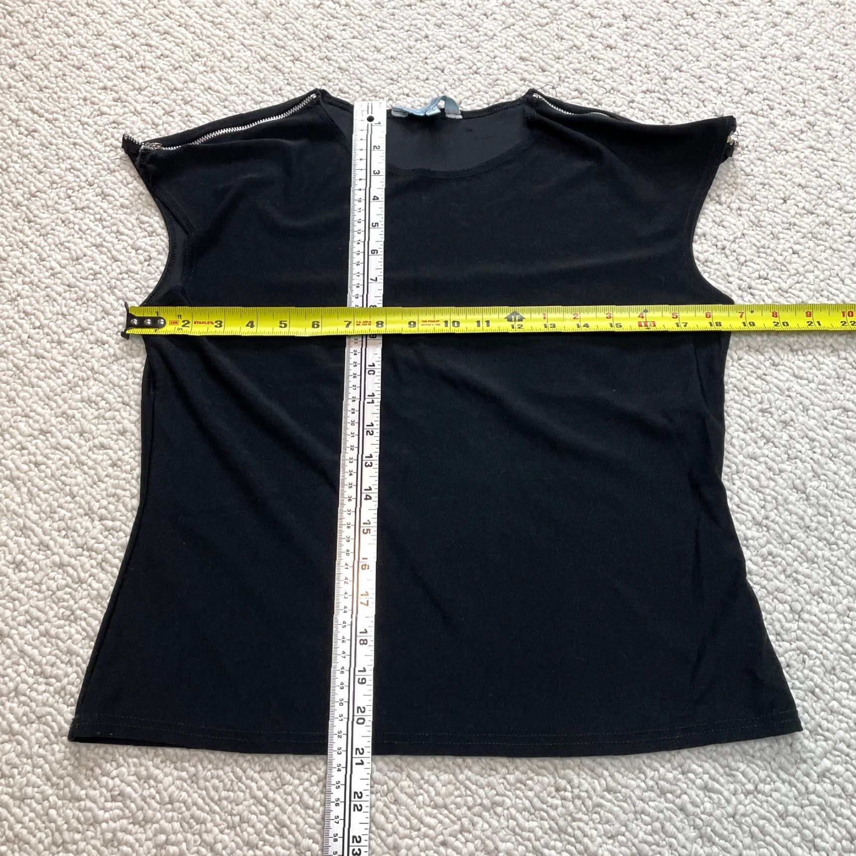 Vintage Atmosphere Tank Top Shirt Womens 14 Black Sleeveless Zip Shoulder Stretch Ladies Size XL / US 12-14 / IT 48-50 - 2 Thumbnail