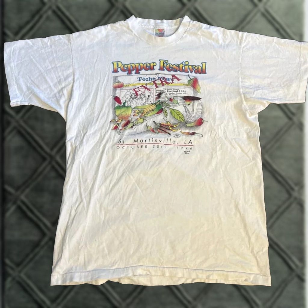 Vintage VINTAGE Louisiana Pepper Festival Art White T-Shirt Adult XL Mens Size US XL / EU 56 / 4 - 1 Thumbnail