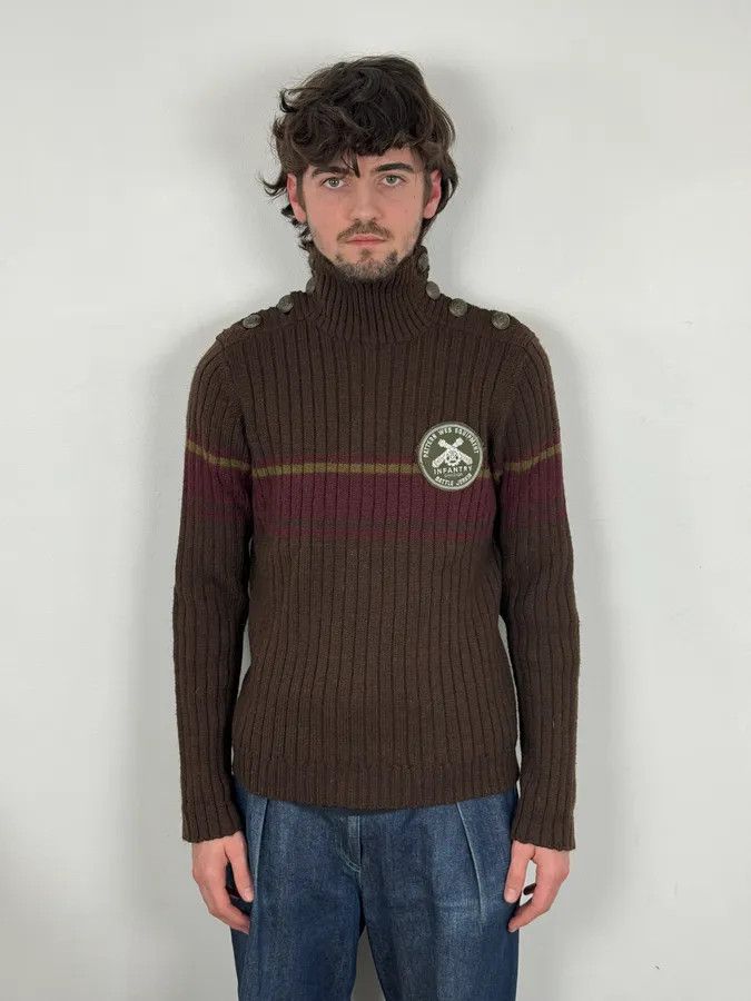 Dolce & Gabbana AW2006 Dolce & Gabbana Brown Wool Buttoned Military Naval Wool Sweater Size US M / EU 48-50 / 2 - 2 Thumbnail