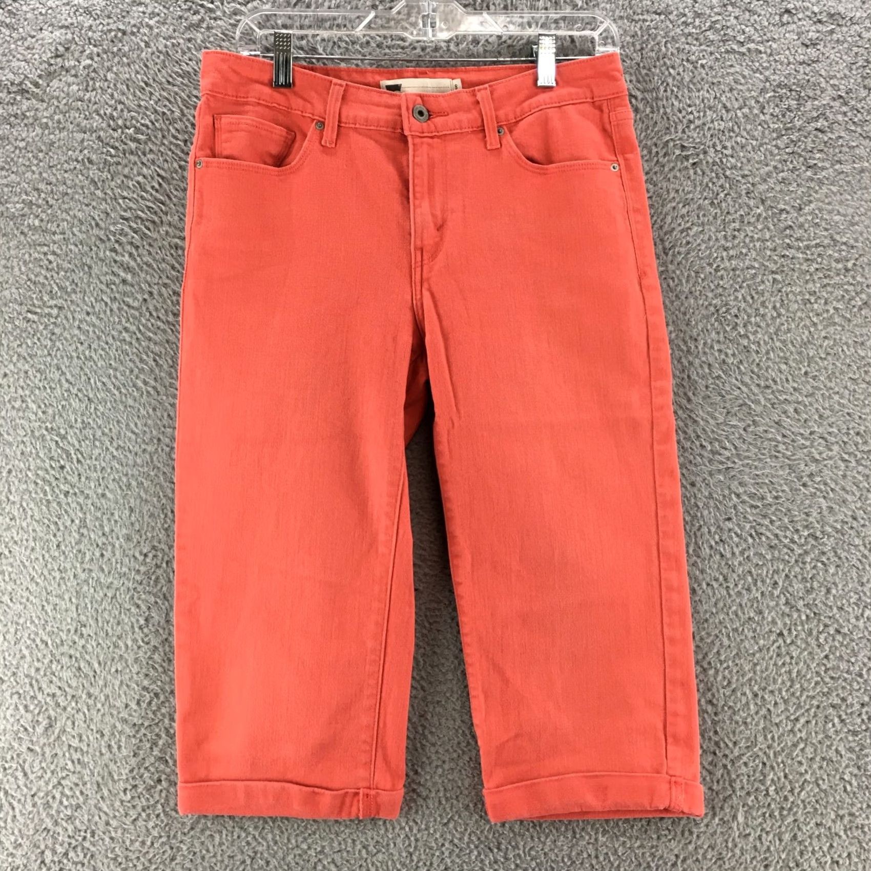 Levi's Levis Pedal Skimmer Short Womens 8 Coral Mid Rise Zip Fly Button 5 Pocket Cuffed Size 30" / US 8 / IT 44 - 2 Thumbnail