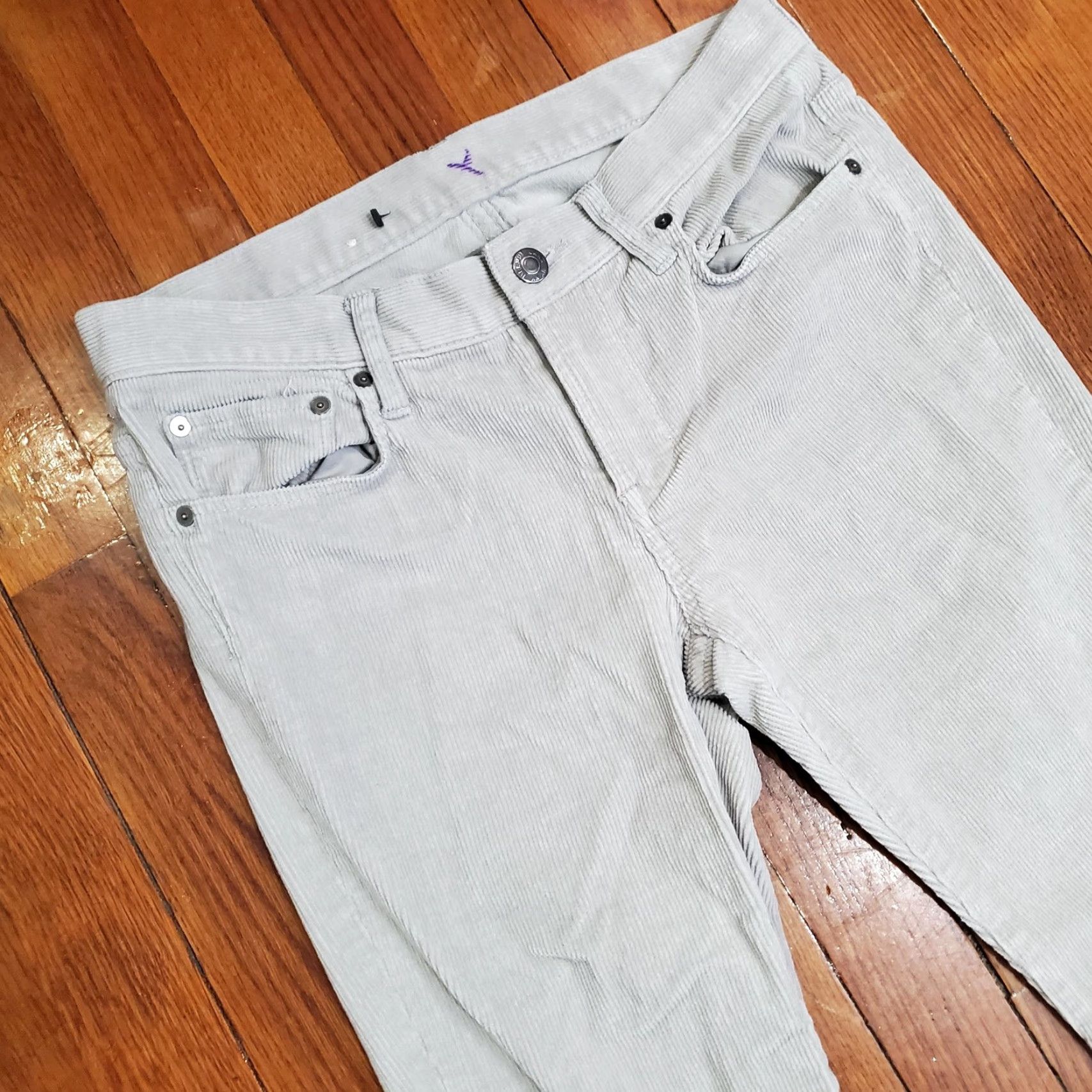 Helmut Lang Helmut Lang Pants Womens 27 Gray Corduroy Skinny Jeggings Stretch Made USA Size 27" / US 4 / IT 40 - 6 Thumbnail