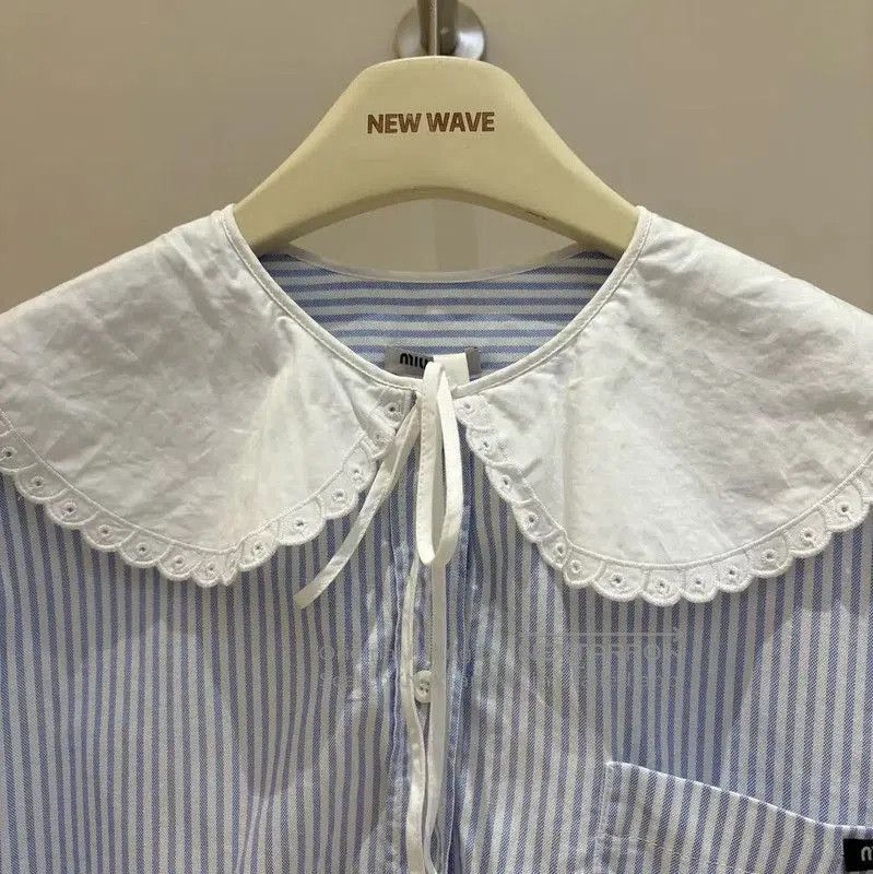 Miu Miu Miu Miu Blue Striped Cropped Women's Shirt . Size M / US 6-8 / IT 42-44 - 3 Thumbnail