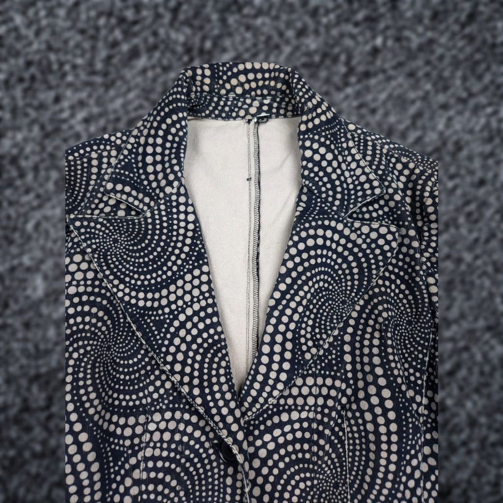 Max Mara Max Mara Blazer Jacket Women's 8 Blue White Geometric AOP Swirl Cotton Corduroy Button Two-Button Suit Style Ballpark? Size M / US 6-8 / IT 42-44 - 1 Thumbnail