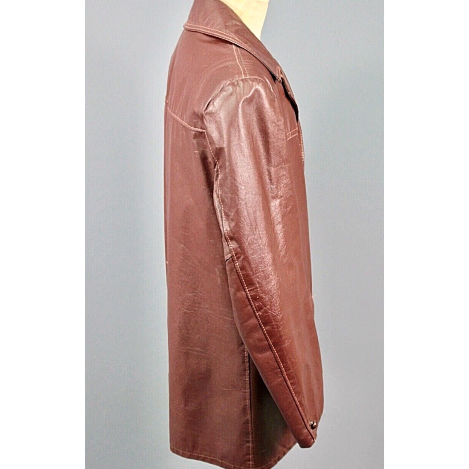 Vintage VINTAGE Men's VTG 70s Russet Brown Leather Jacket Sz Large 42 L 1970s Leather jacket Mens 70s Russet Brown Size US XS / EU 42 / 0 - 2 Thumbnail