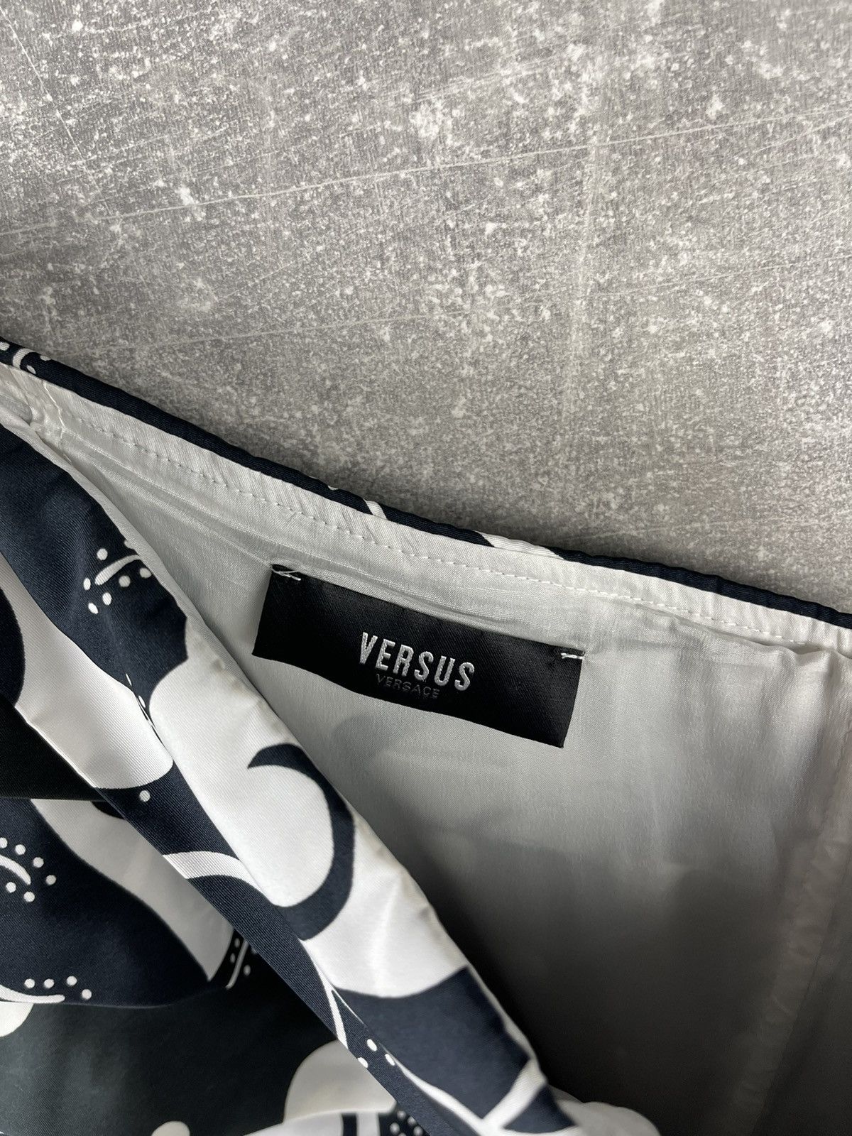 Versus Versace Versus Versace 2000s Black White Draped Floral Mini Dress Size M / US 6-8 / IT 42-44 - 11 Thumbnail