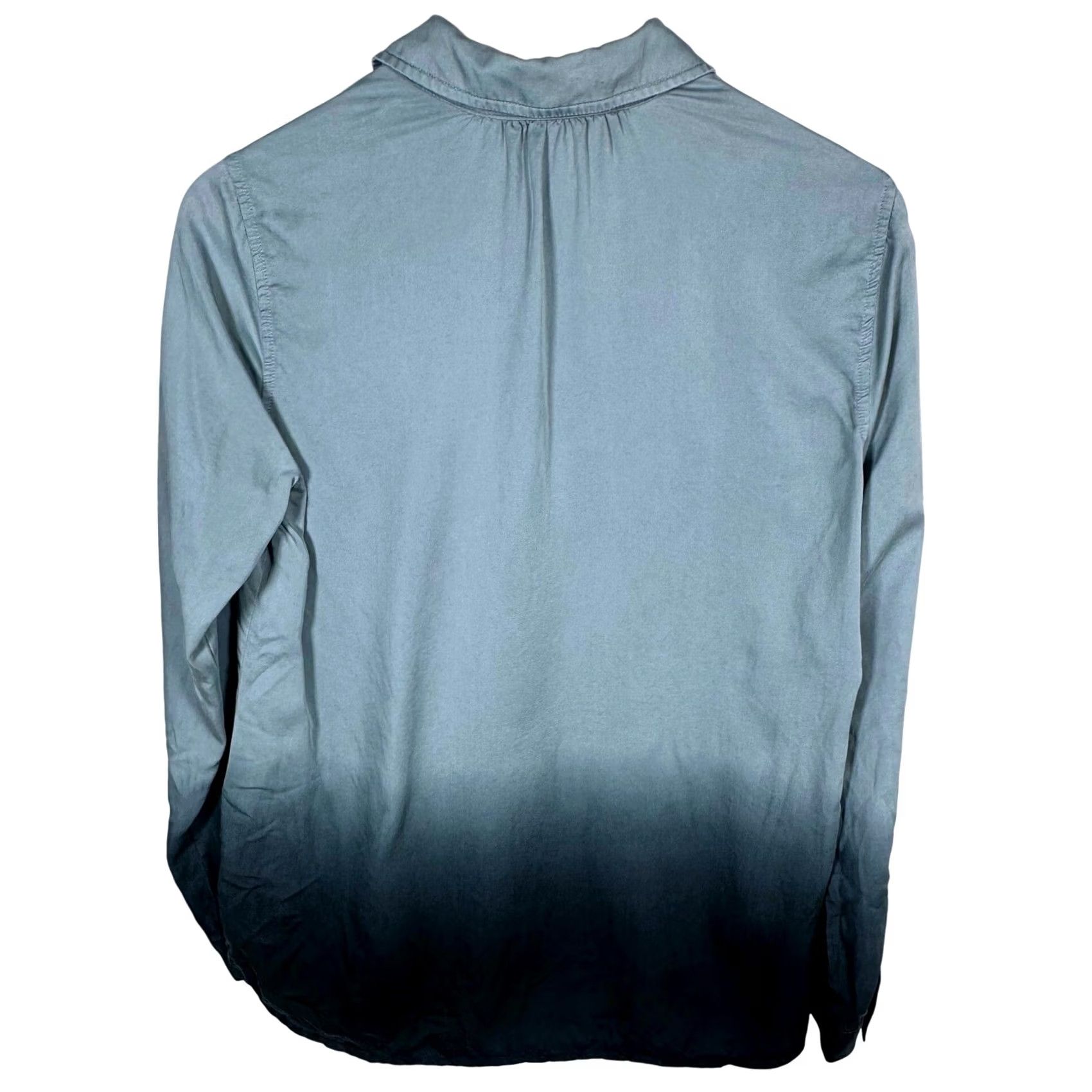 Anthropologie Cloth & Stone Ombre Button Down Shirt Blue Black XS Women Blouse V-Neck Long Sleeve Button Front Size XS / US 0-2 / IT 36-38 - 3 Thumbnail