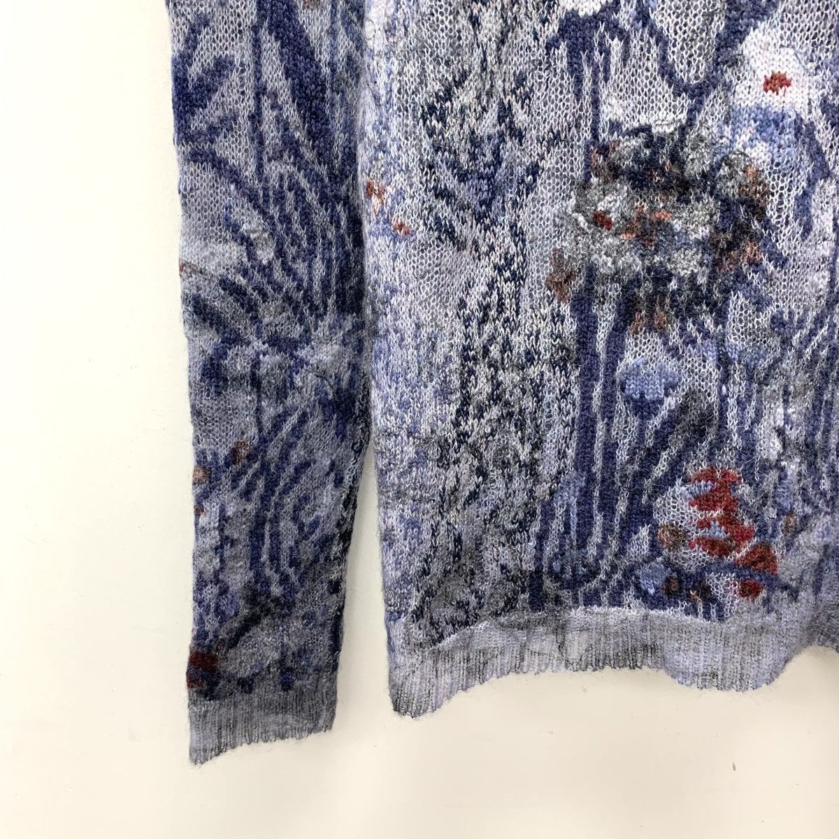 Dior Dior Blue Floral Cashmere Long Sleeve Knit Sweater K26WX Size XS / US 0-2 / IT 36-38 - 7 Thumbnail