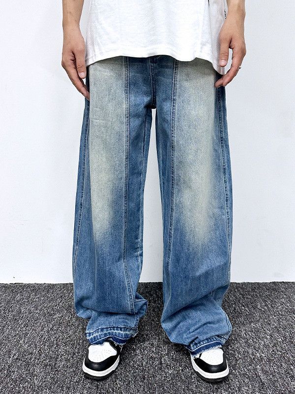 Vintage American casual patchwork washed retro curved jeans Size US 32 / EU 48 - 2 Thumbnail