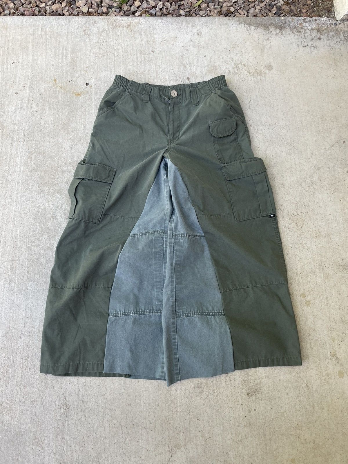 image of Jnco x Vintage Y2K Baggy Wide Leg Reworked Cargo Pants in Green, Men's (Size 34)