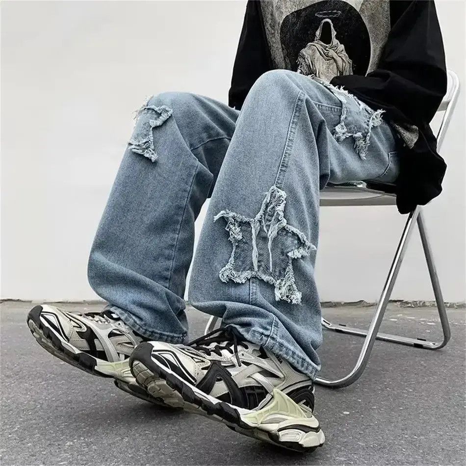 Japanese Brand Stars Towel Embroidery Baggy Men Jeans Size US 32 / EU 48 - 3 Thumbnail