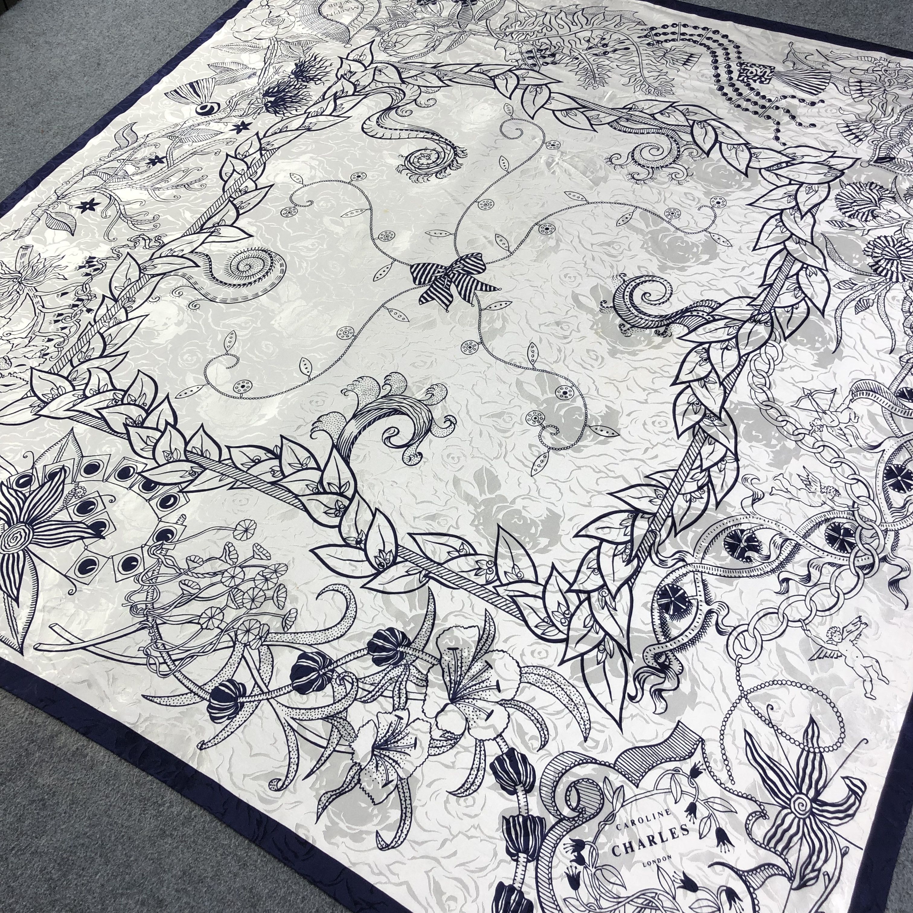 Japanese Brand Vintage Caroline Charles Silk Scarf M787 Size ONE SIZE - 2 Thumbnail